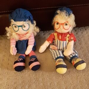Adorable Applause Plush Doll Set with Blue and Red Outfits NWT
